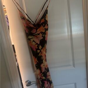 H&M Vibrant Floral Mini Dress - Black and Orange